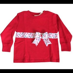 Red long sleeve candy cane ribbon tee  3T
